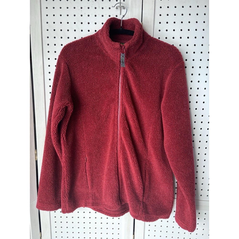 Cabelas Berber Fleece Womens Size M Reg Red Zip Jacket Gorpcore Country Sherpa